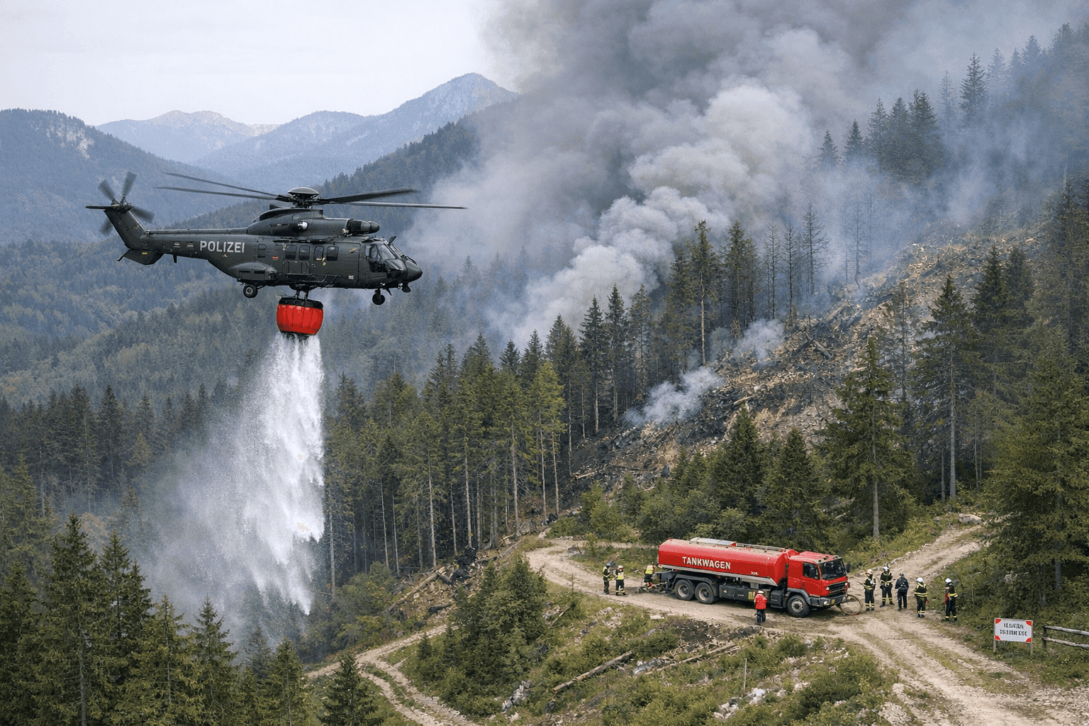 126.000 Liter gegen die Flammen bei Ruhpolding