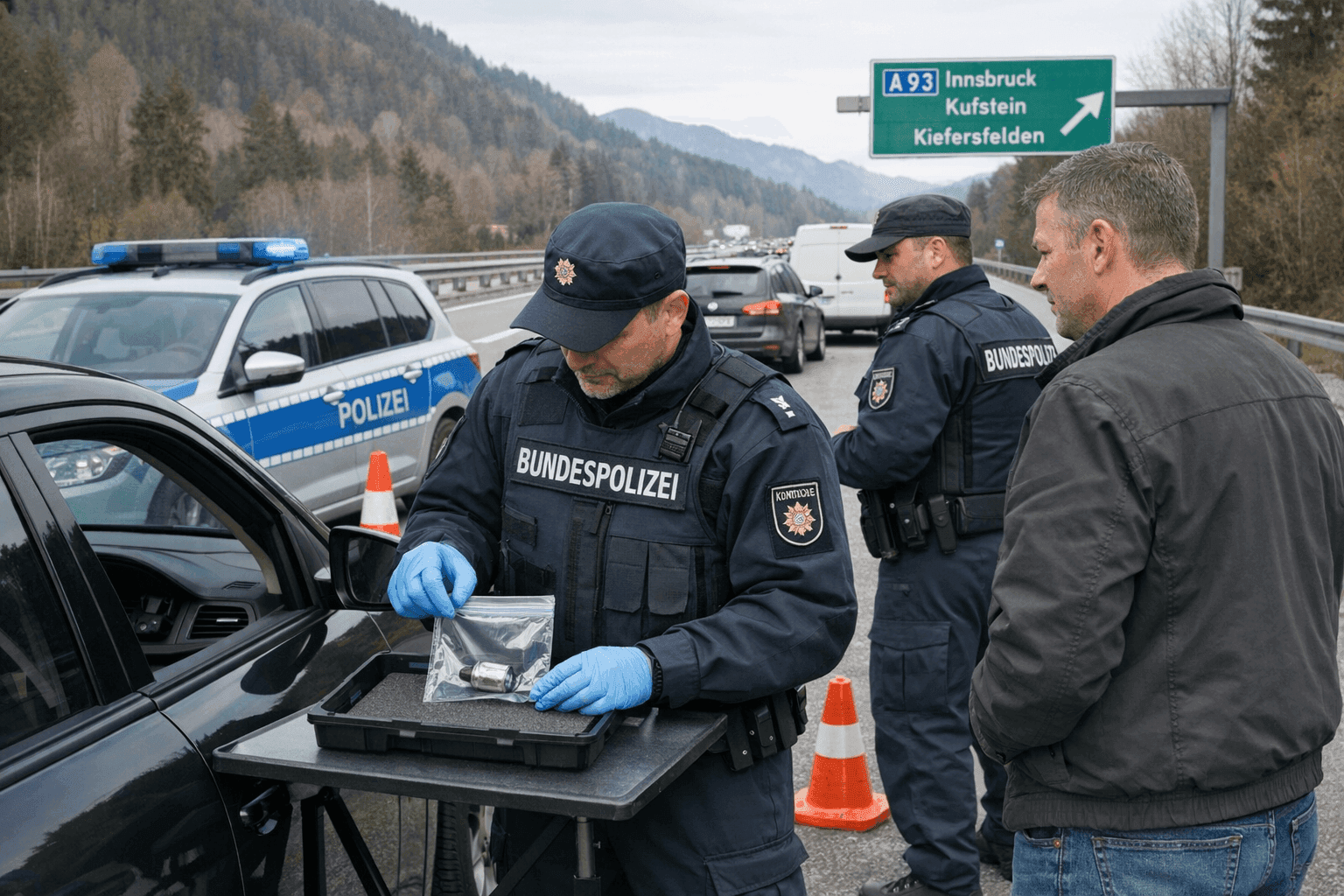 Verbotener Schlagring bei Kontrolle an der A93 entdeckt