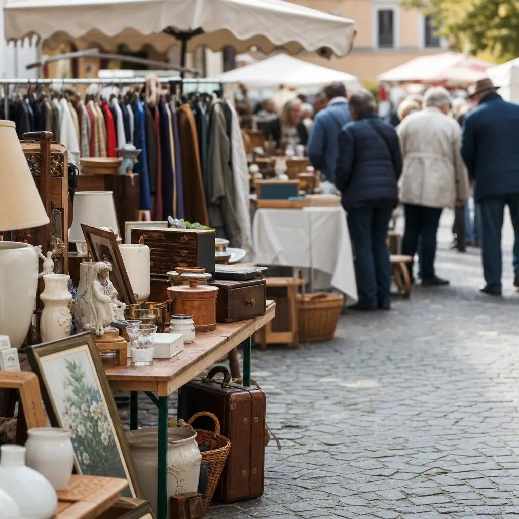 Trödelmarkt auf dem Rathausplatz am 11. Oktober